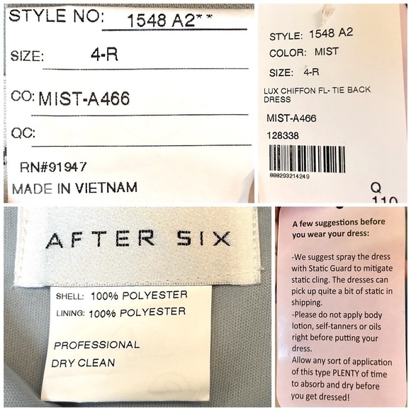 NWT Dessy Collection Tie-Back Cutout Maxi Dress, Front Leg Slit in Mist, Size 4R - Picture 14 of 16